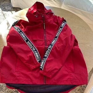Preowned good condition ladies Large Tommy Hilfiger Red Windbreaker Jacket